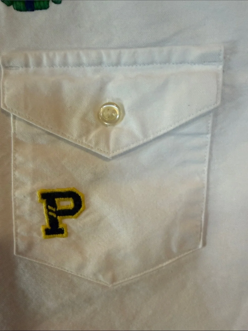Boys Ralph Lauren White Short-Sleeve Button-Down Shirt with Embroidered Patches